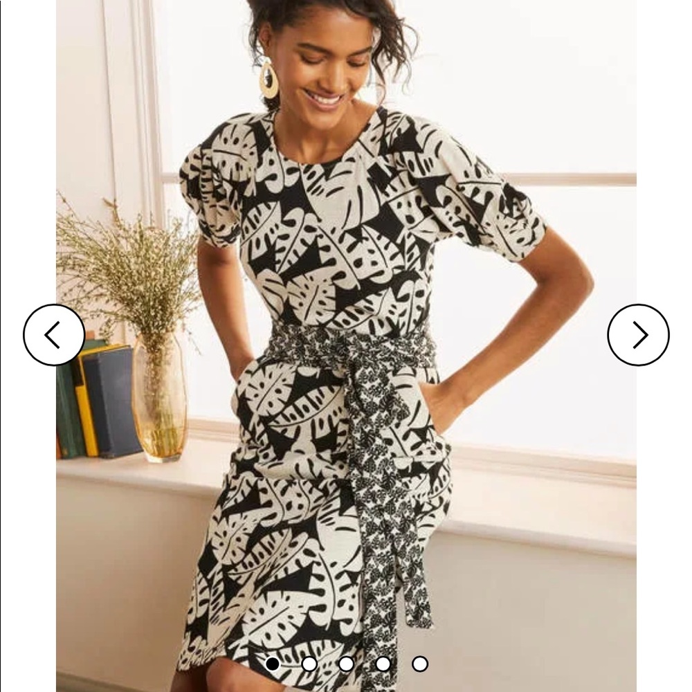 Boden Amanda Banana Leaf Jersey Knit Dress